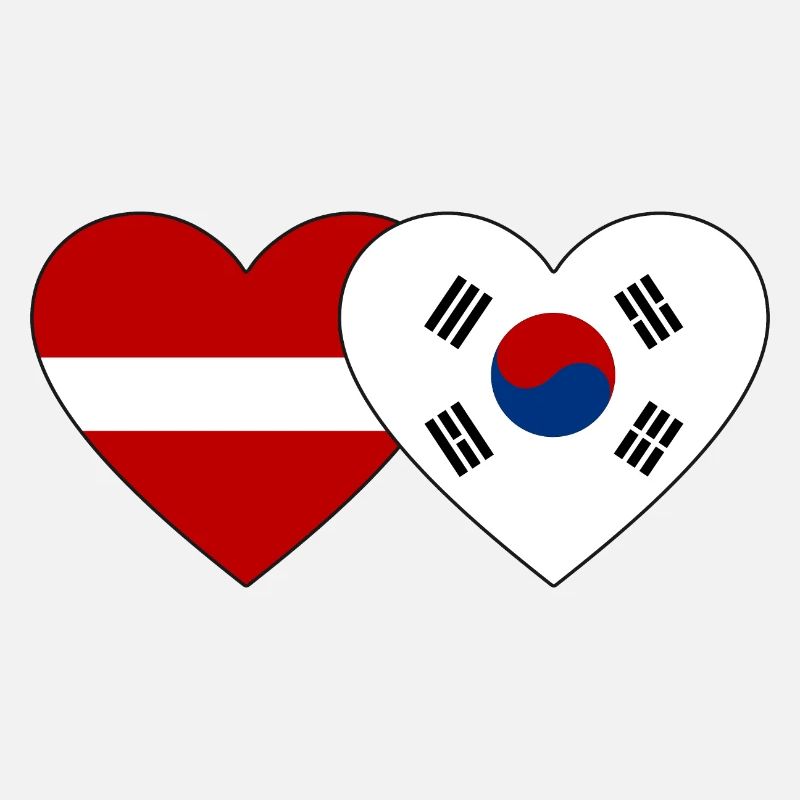 Lettonie Corée du Sud Drapeau Coeur