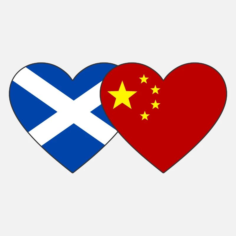 Ecosse Chine drapeau coeur