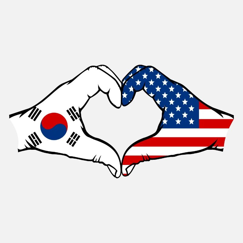 Corée du Sud États-Unis Mains Forme de coeur