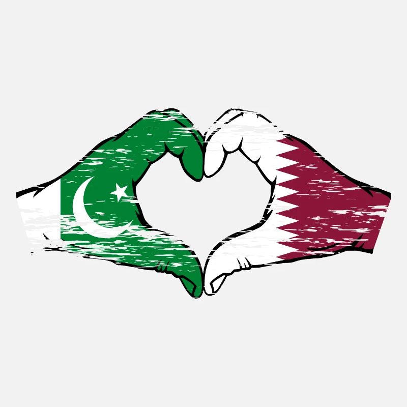 Drapeau du Pakistan Qatar mains forme de coeur utilisé