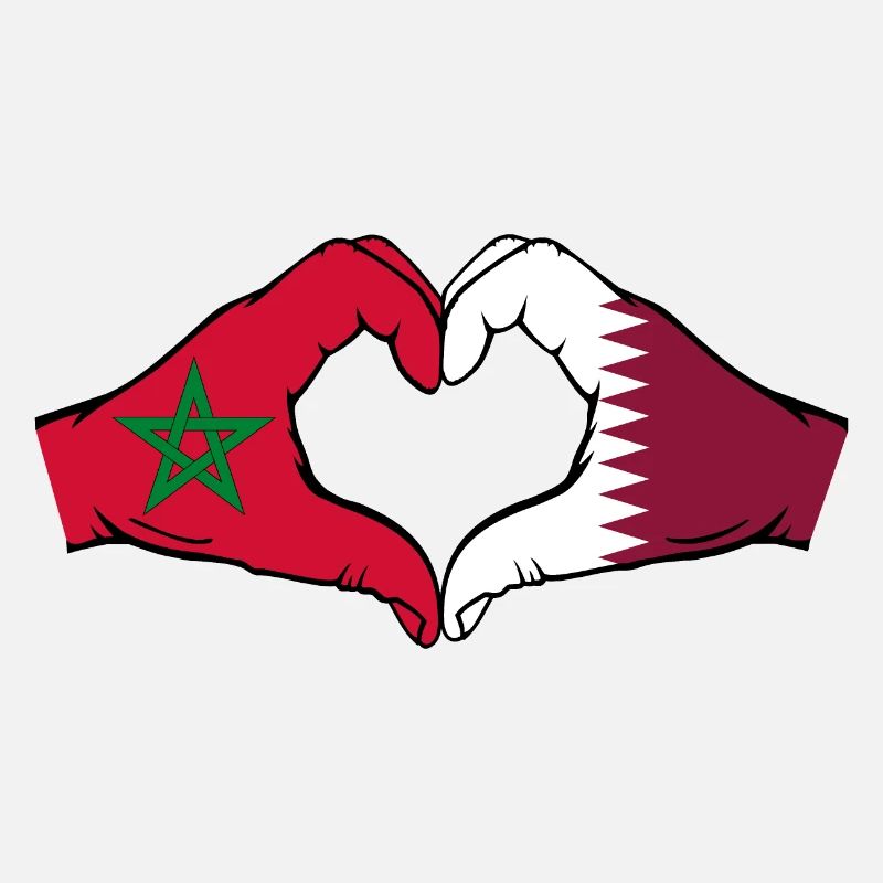 Drapeau du Maroc Qatar Mains Coeur Forme