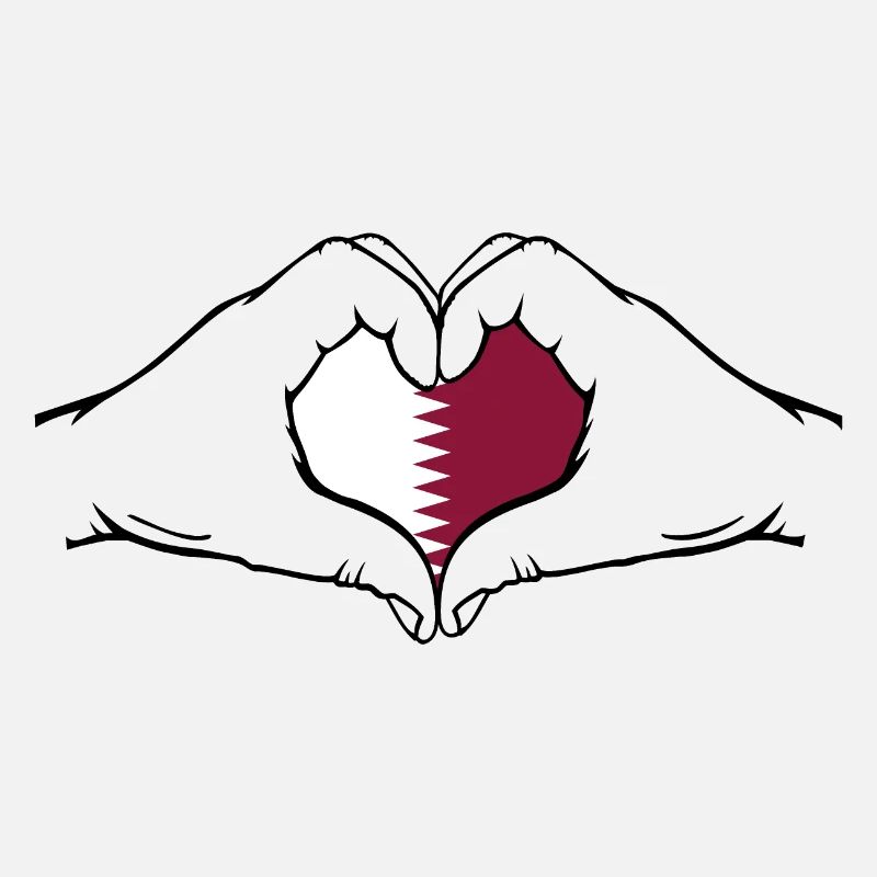 Drapeau du Qatar Mains Forme Coeur