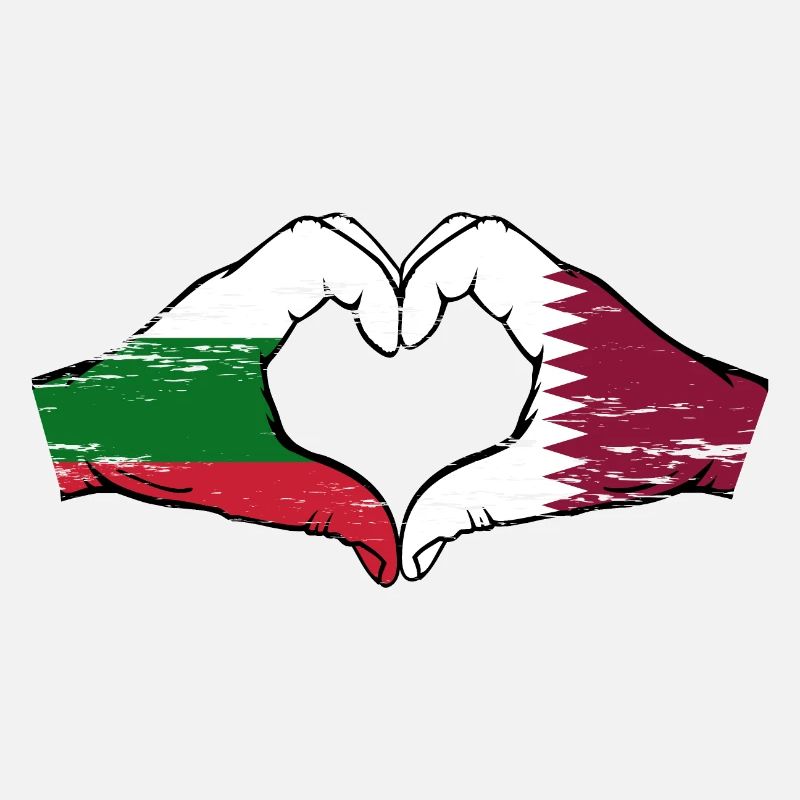Bulgarie Qatar drapeau mains forme de coeur utilisé