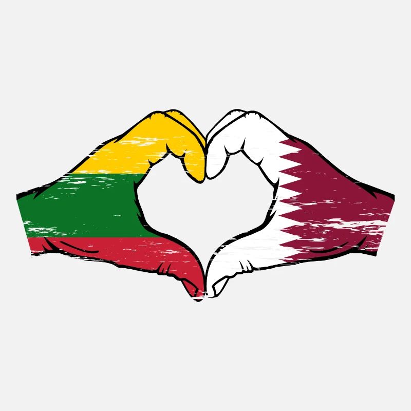 Lituanie Qatar drapeau mains forme de coeur utilisé