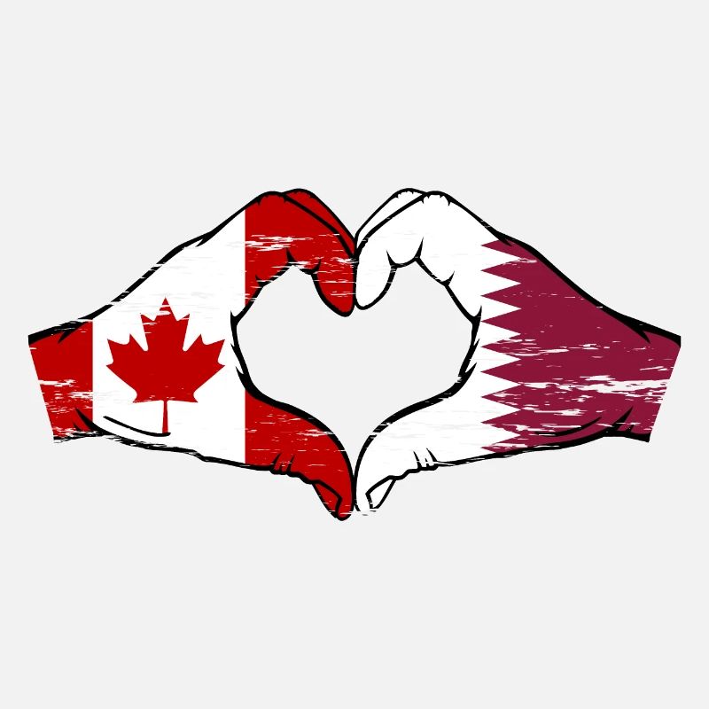 Drapeau du Canada Qatar mains forme de coeur utilisé