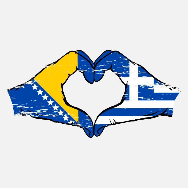 Bosnie Grèce Drapeau Mains Coeur Forme Utilisé