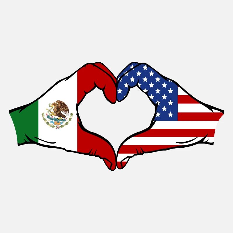 Mexique États-Unis Drapeau Mains Coeur Forme