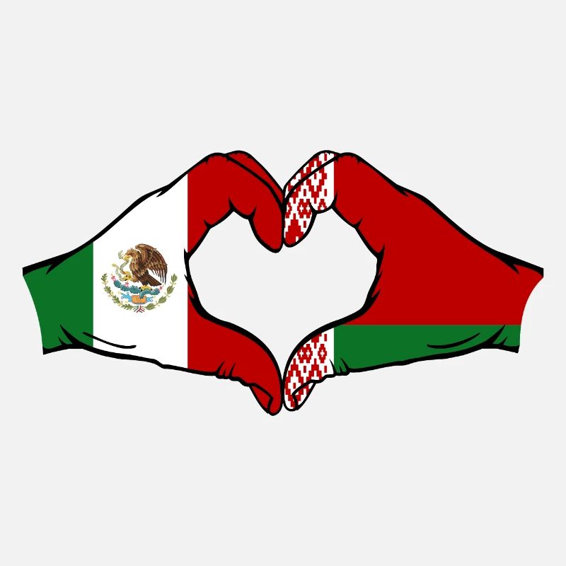 Mexique Biélorussie Drapeau Mains Coeur Forme