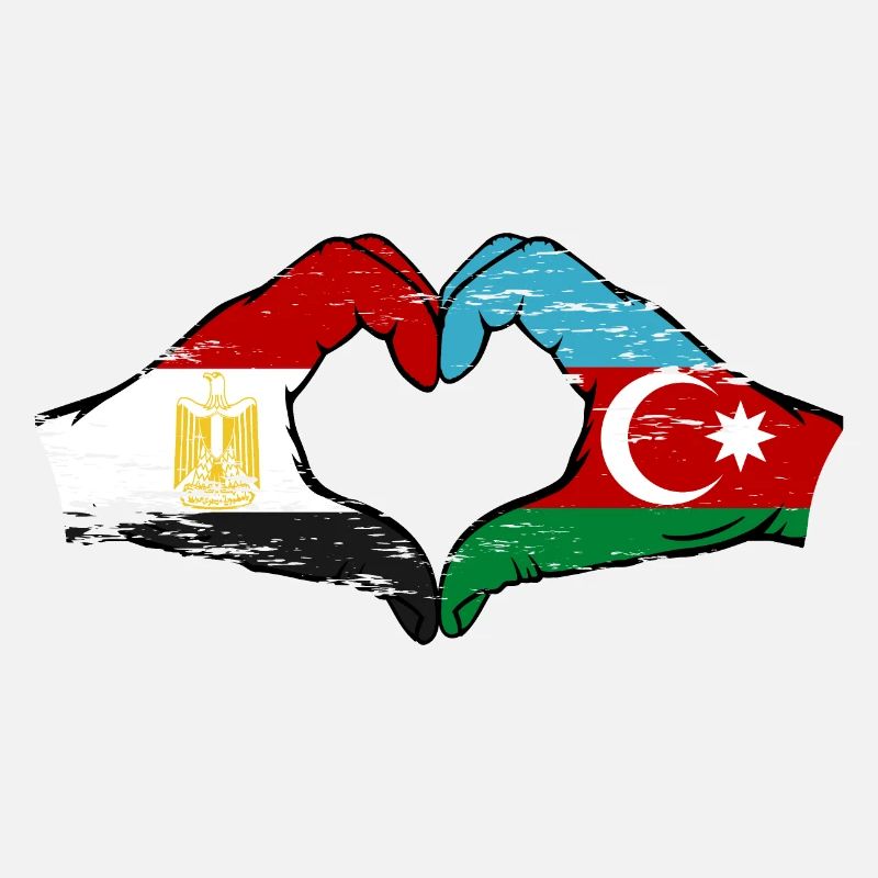 Egypte Azerbaïdjan Drapeau Mains Coeur Forme Utilisé