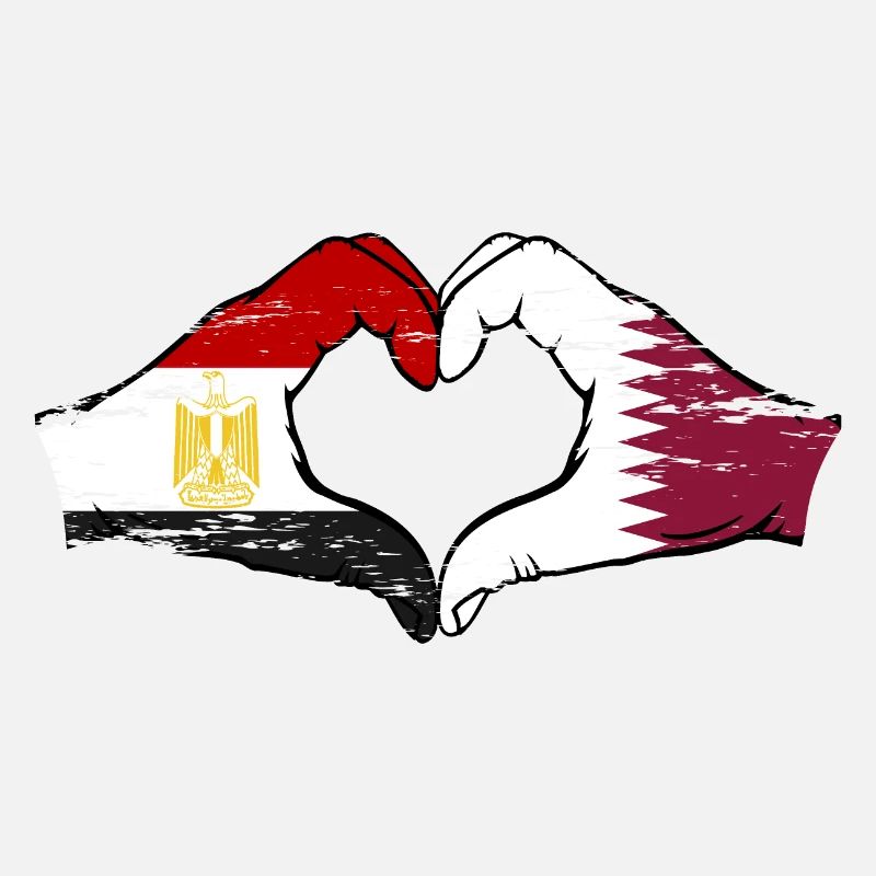 Égypte Qatar drapeau mains forme de coeur utilisé