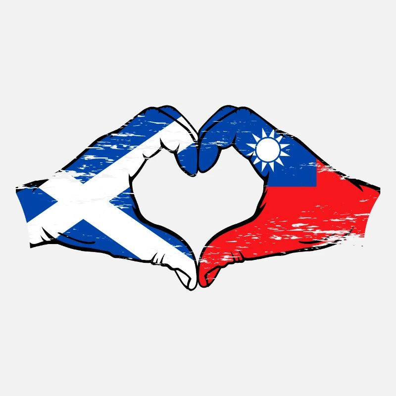 Ecosse Taïwan drapeau mains forme de coeur utilisé
