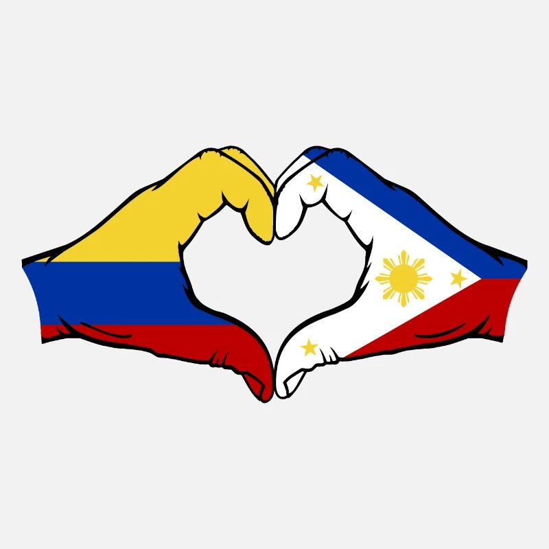 Colombie Philippines Drapeau Mains Coeur Forme