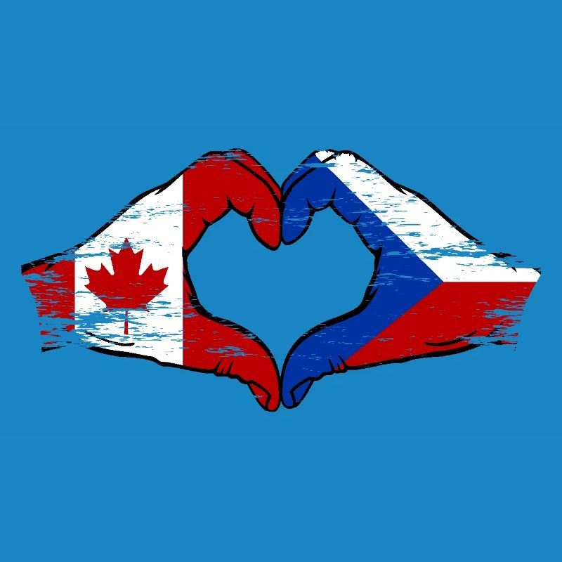 Canada République tchèque drapeau mains forme de coeur utilisé