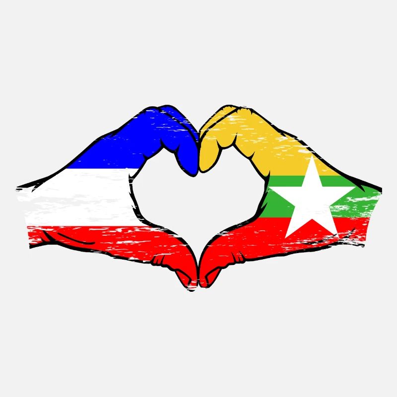 Hollande Myanmar drapeau mains forme de coeur utilisé