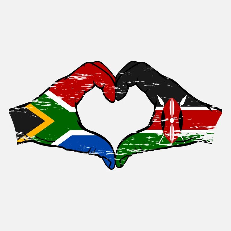 Afrique du Sud Kenya drapeau mains cœur utilisé