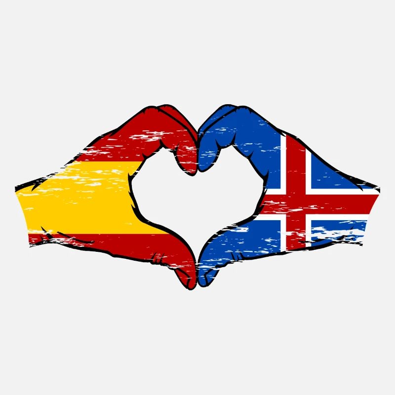 Espagne Islande drapeau mains coeur utilisé
