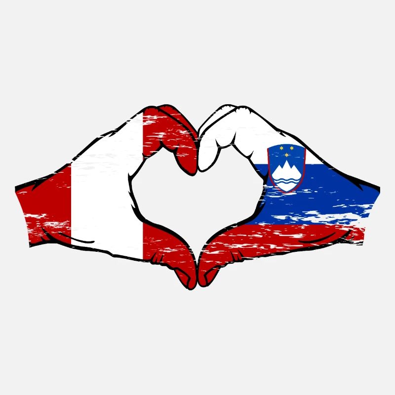 Pérou Slovénie drapeau mains forme de coeur utilisé