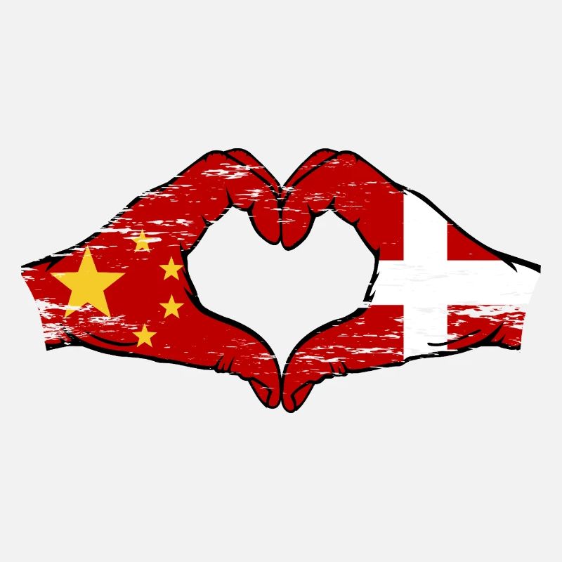 Chine Danemark drapeau mains forme de coeur utilisé