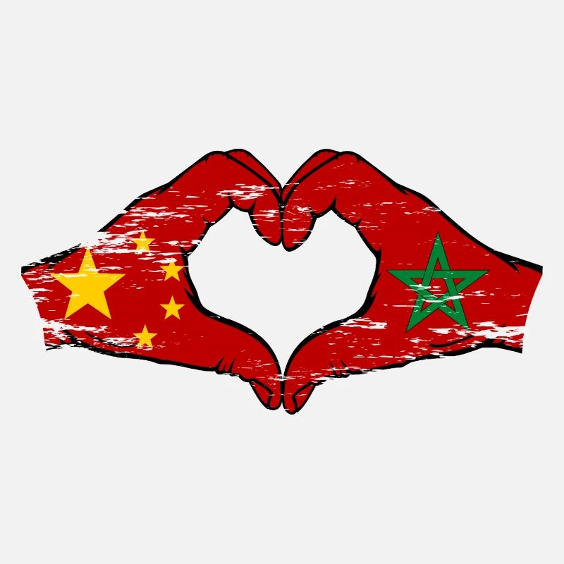 Chine Maroc drapeau mains forme de coeur utilisé