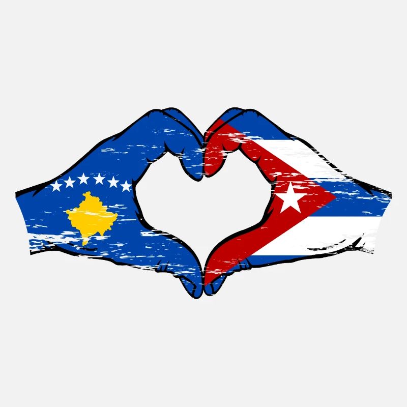 Kosovo Cuba Drapeau Mains Coeur Forme Utilisé