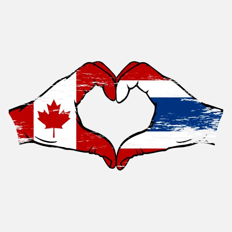 Canada Drapeau de la Thaïlande mains en forme de coeur utilisé