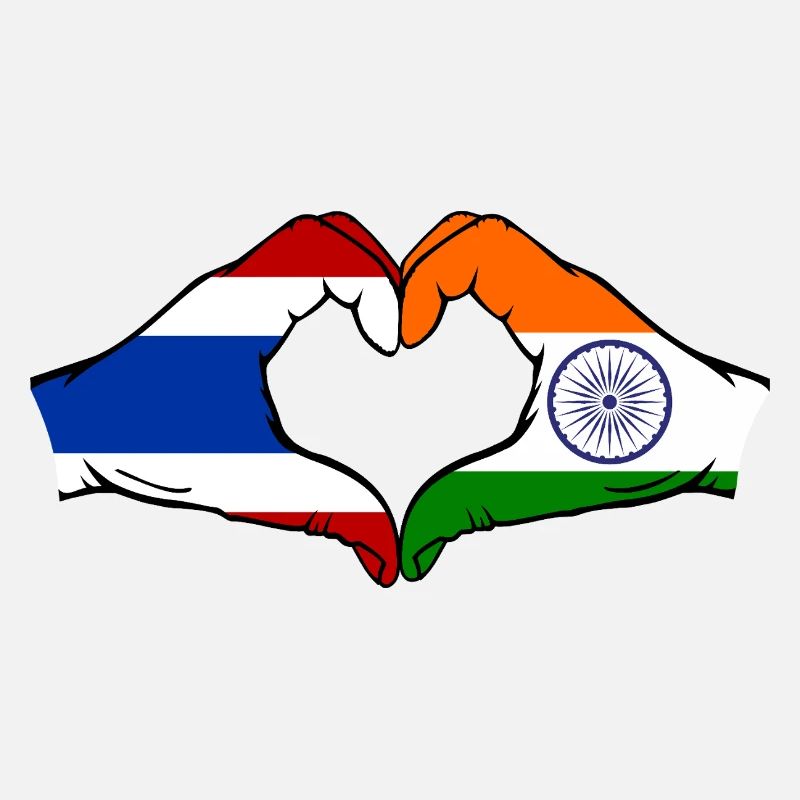Thaïlande Inde Drapeau Mains Coeur Forme