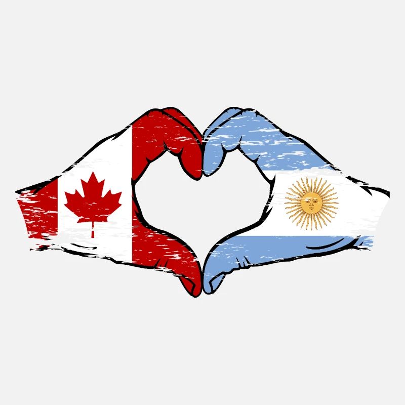 Canada Argentine drapeau mains forme de coeur utilisé