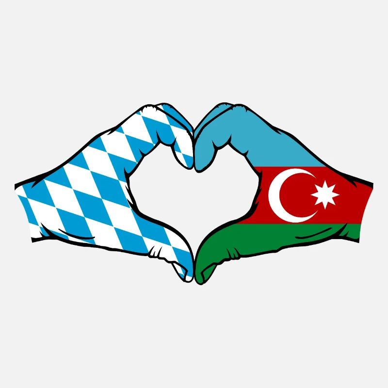 Bavière, Azerbaïdjan, Drapeau, Mains, Forme de coeur