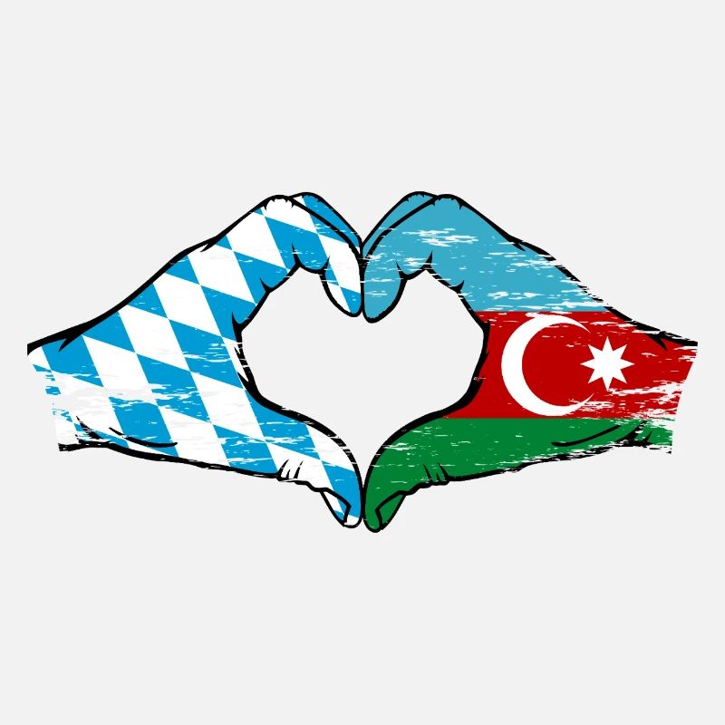 Bavière, Azerbaïdjan, Drapeau, Mains, Forme de coeur Utilisé