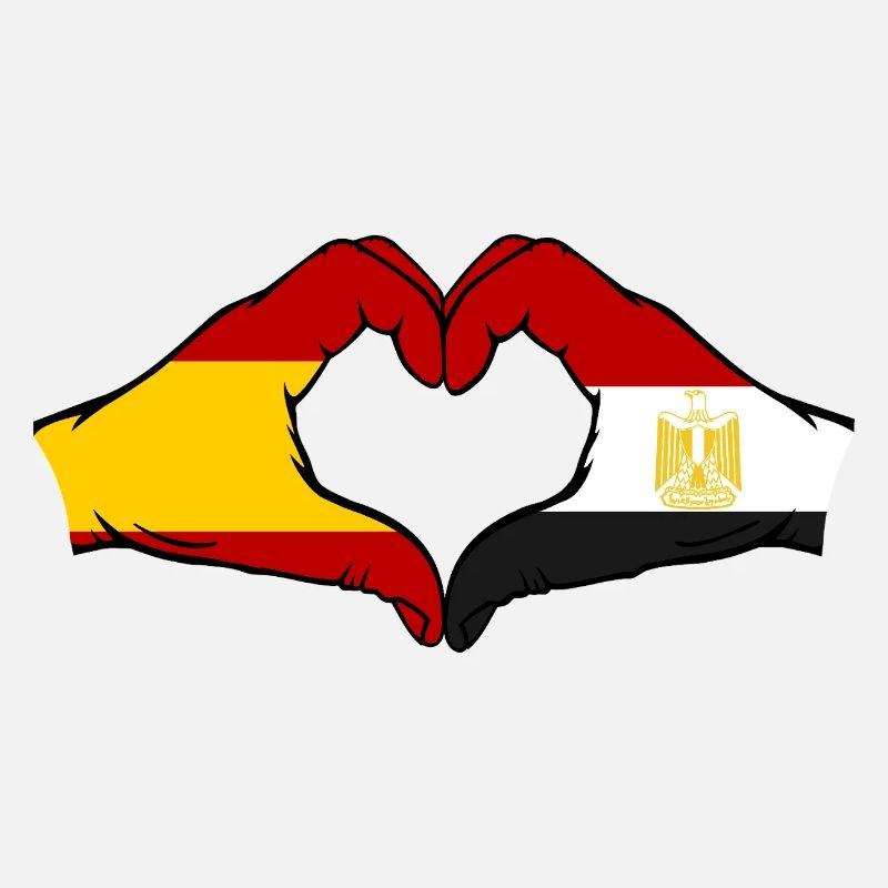 Spain Egypt Flag Hands Heart Shape