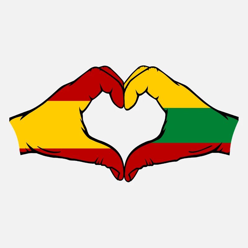 Spain Lithuania Flag Hands Heart Shape