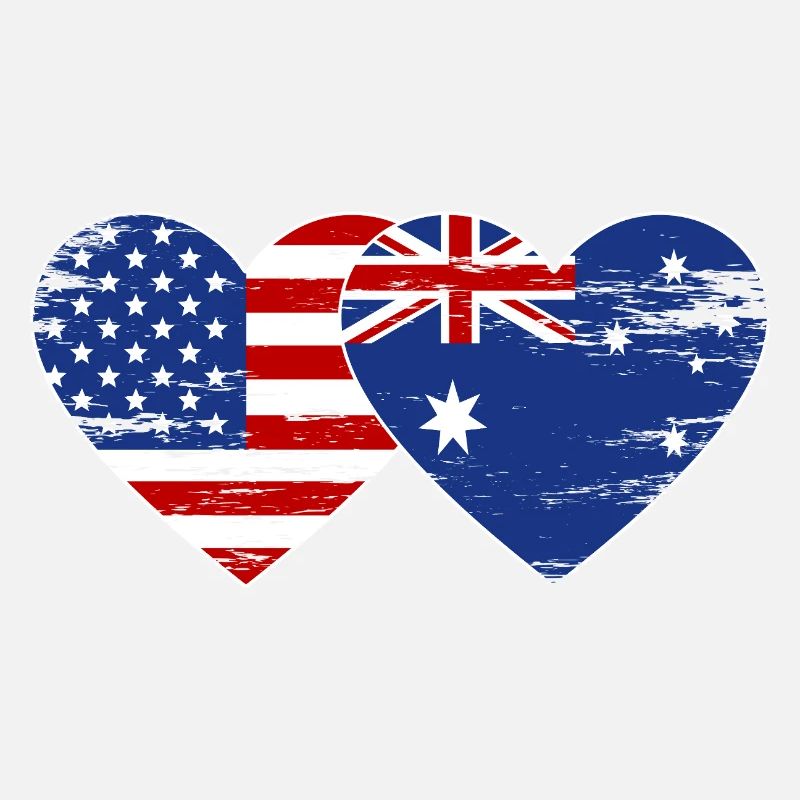 États-Unis, Australie, drapeau, forme de coeur utilisé