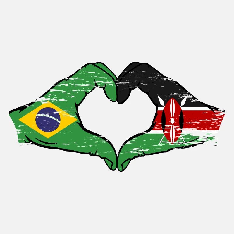Brésil Kenya drapeau mains forme de cœur utilisé