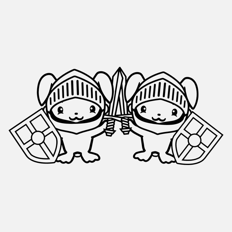 2 lapins chevalier épée bouclier armure casque château