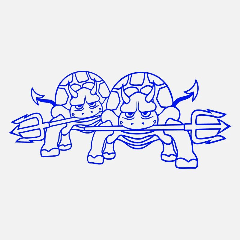 2 Turtle Devil Hell Team Evil Demon Friends