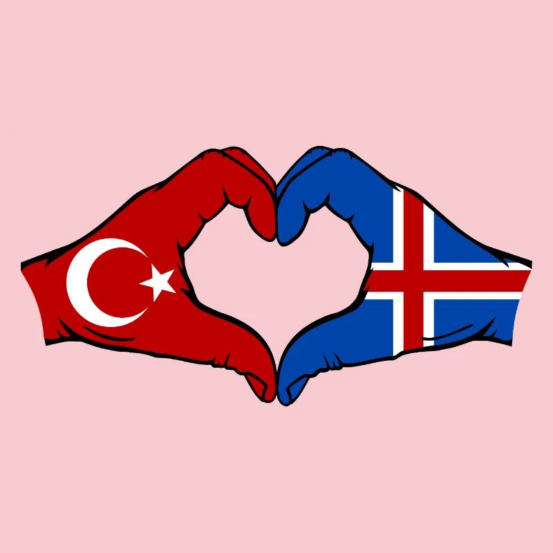 Türkei Island Flagge Hände Herzform