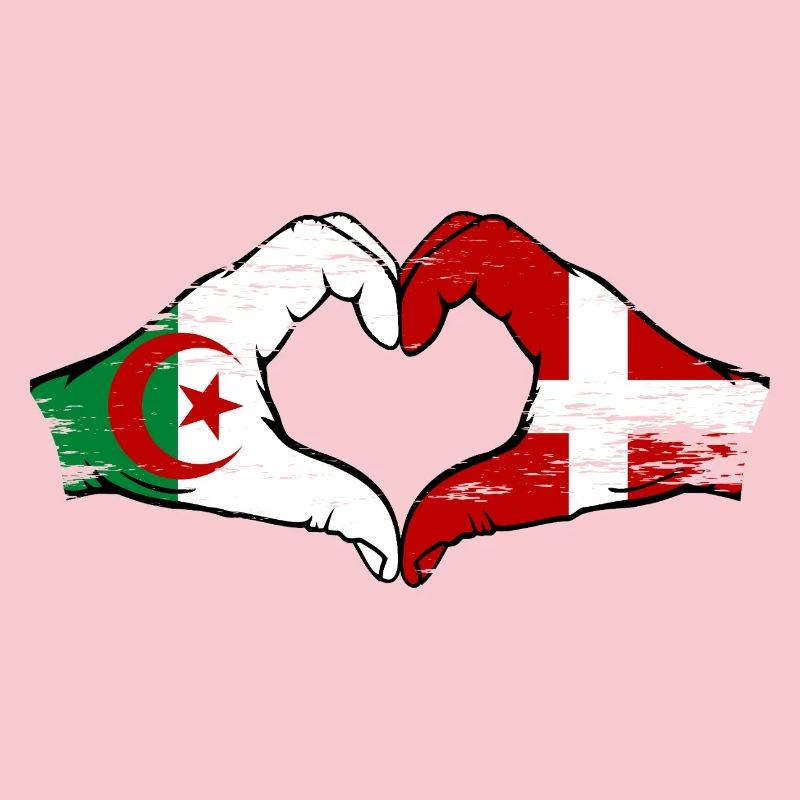Algerien Dänemark Flagge Hände Herzform used