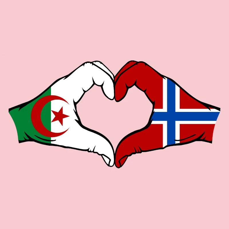 Algérie Norvège Drapeau Mains Coeur Forme
