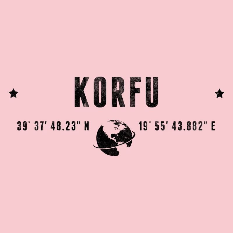 Corfu Stylized Geographical Coordinates