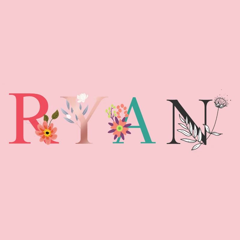 RYAN Nom Art avec fleurs brodées