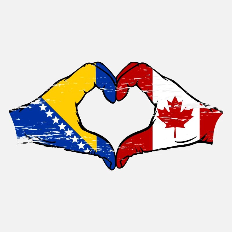 Bosnie Canada drapeau mains forme de coeur utilisé