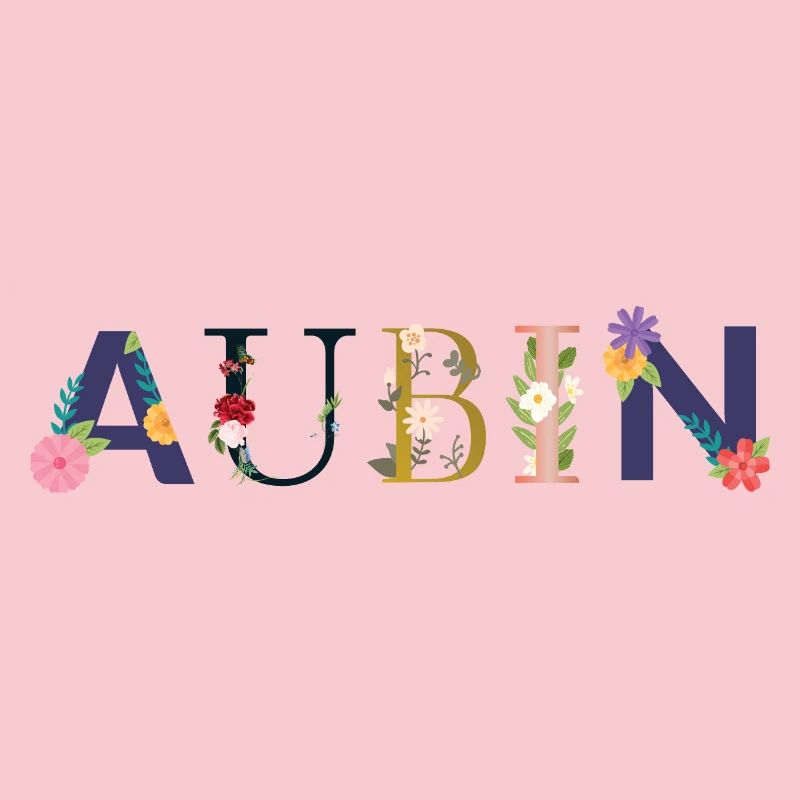 Nom AUBIN Décoré de Fleurs