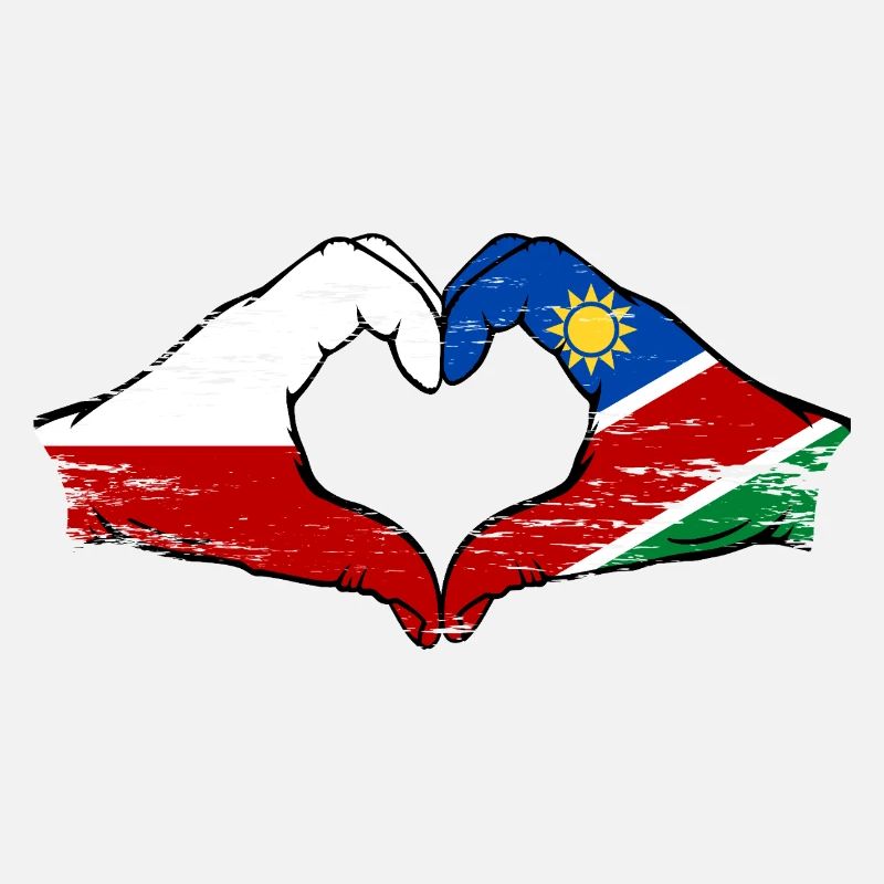 Poland Namibia Flag Hands Heart Shape Used