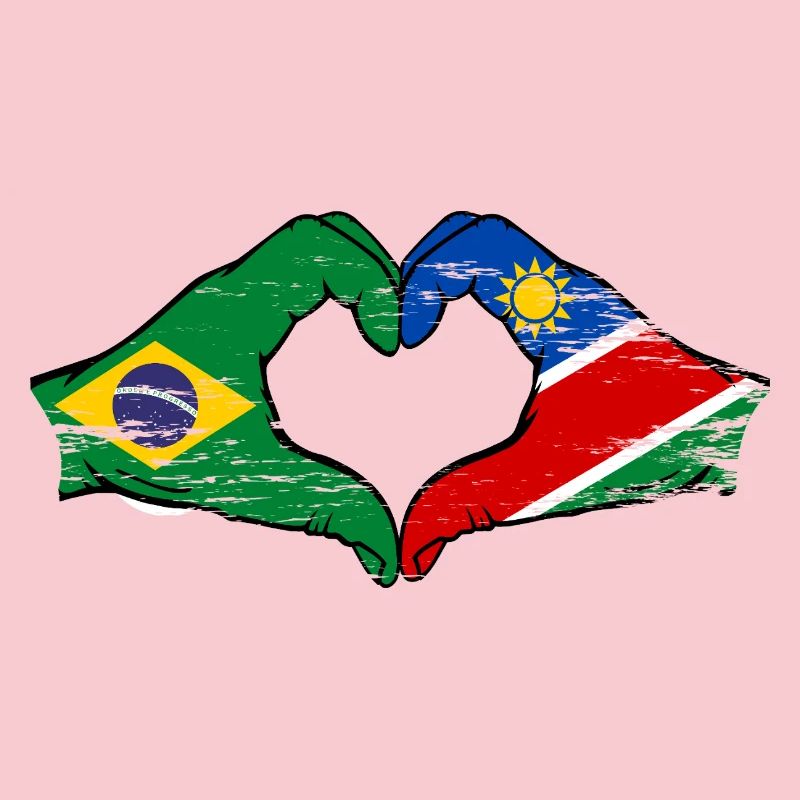 Brazil Namibia Flag Hands Heart Shape