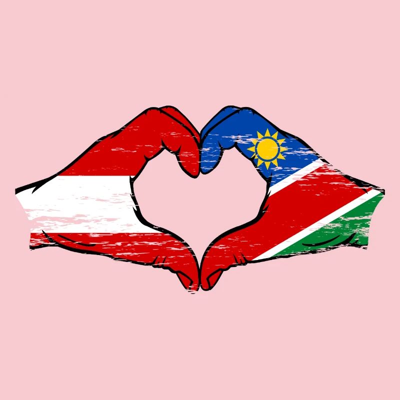 Austria Namibia Flag Hands Heart Shape Used