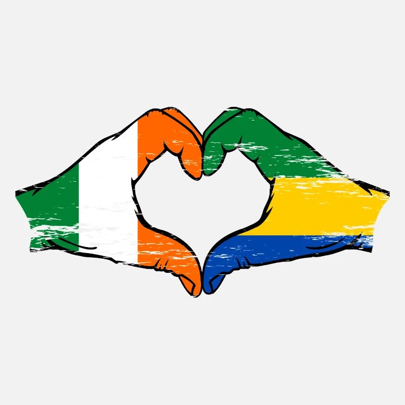 Irlande Gabon Drapeau Mains Coeur Forme Utilisé