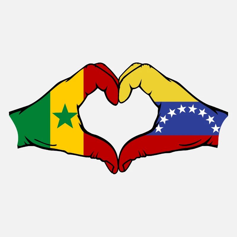 Sénégal Venezuela drapeau mains forme de coeur utilisé