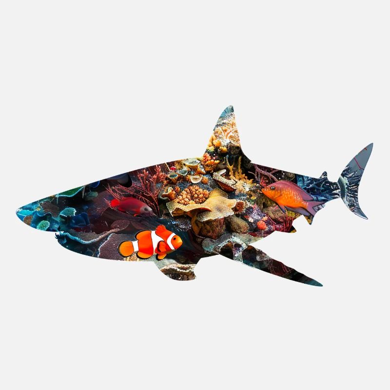 Récif de corail requin poisson silhouette