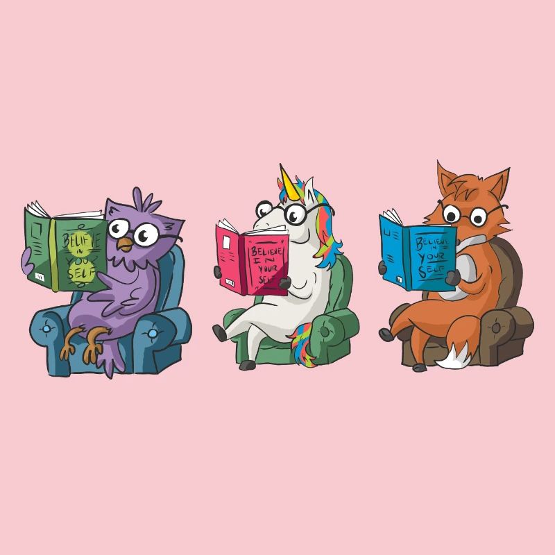 Animaux mignons lisant Conception de Croyez en vous