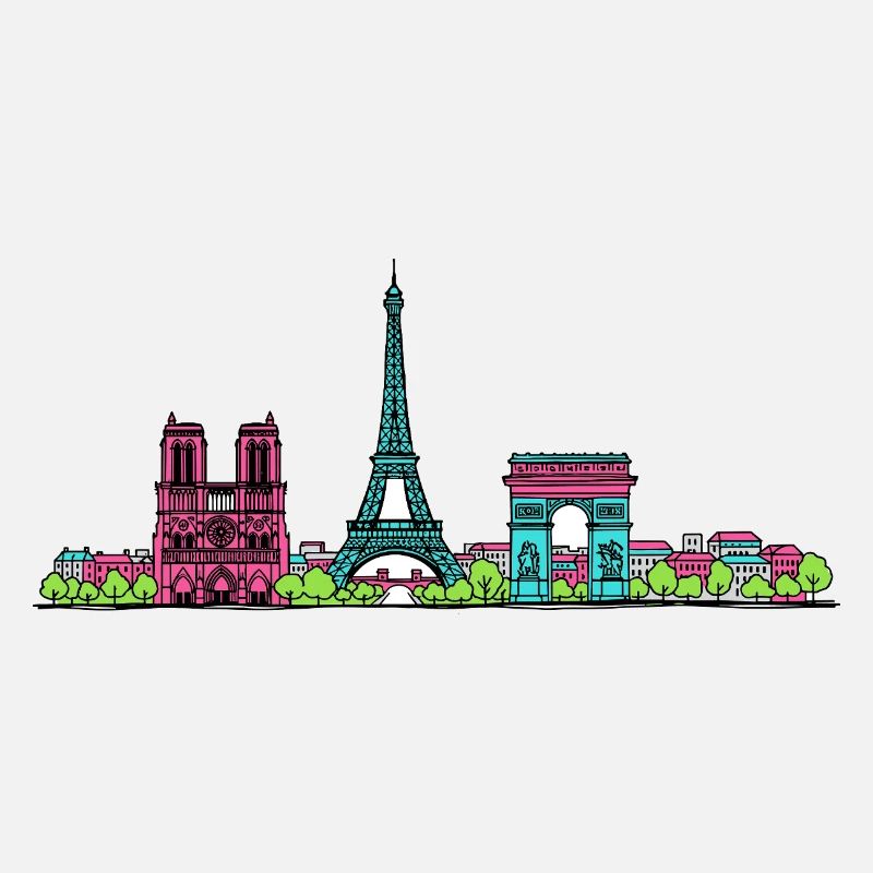 Skyline de la tour Eiffel de Paris Modern line art